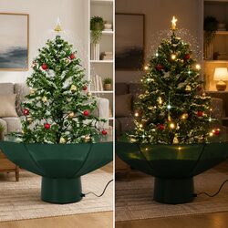 Snowing Christmas Tree with Umbrella Base Green 75cm Artificial Holiday