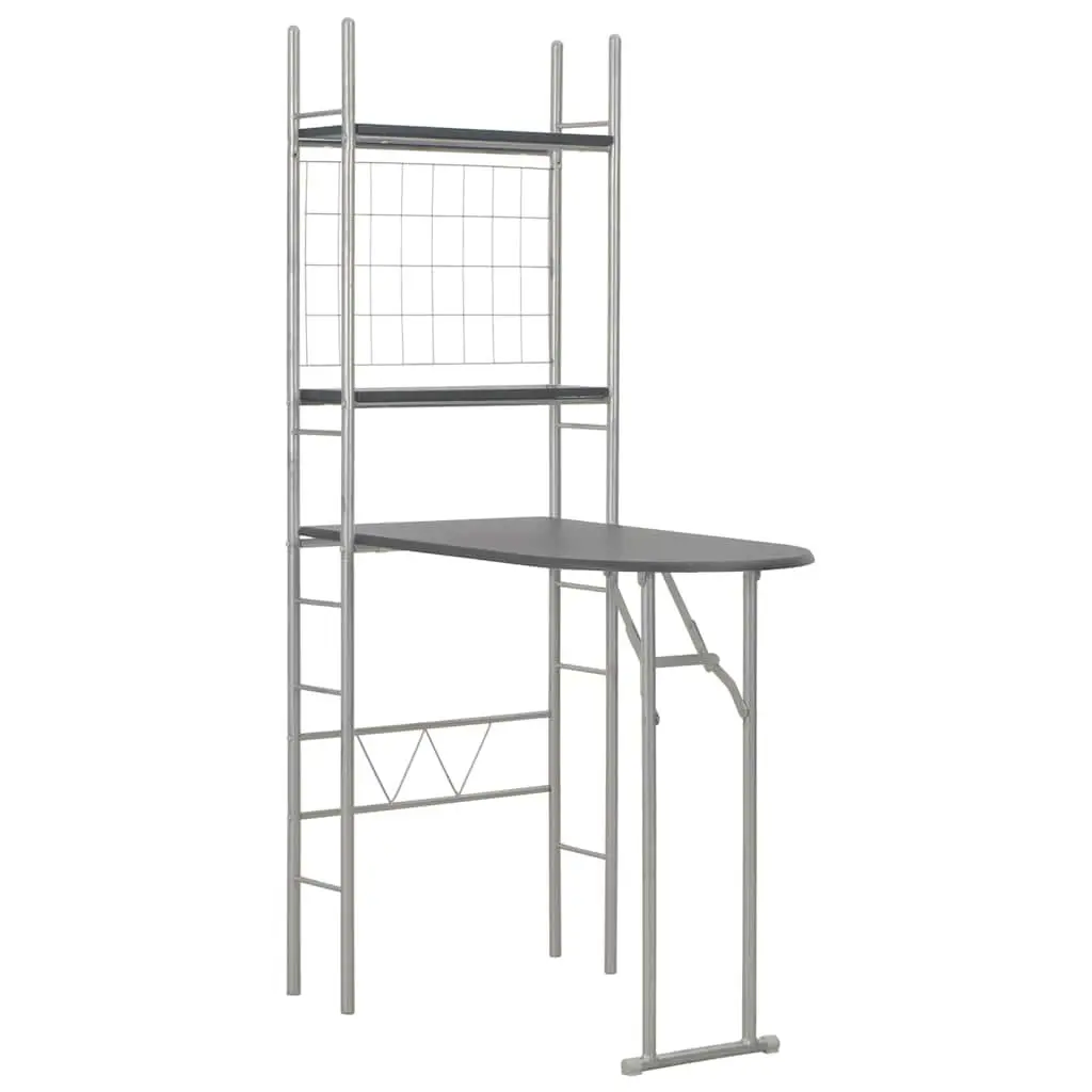 Folding Dining Set with Storage Rack Table and Chairs 3 Piece Black