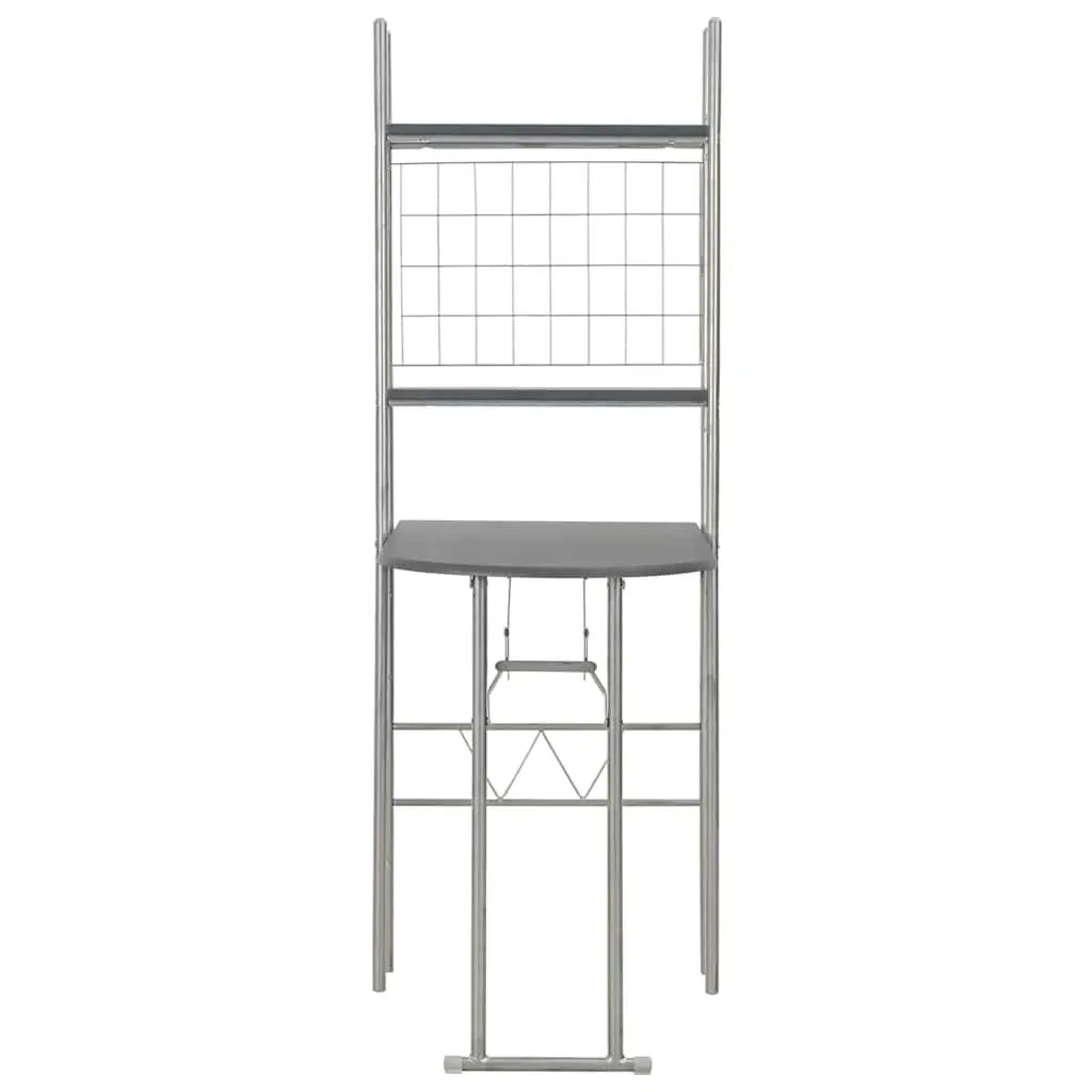 Folding Dining Set with Storage Rack Table and Chairs 3 Piece Black