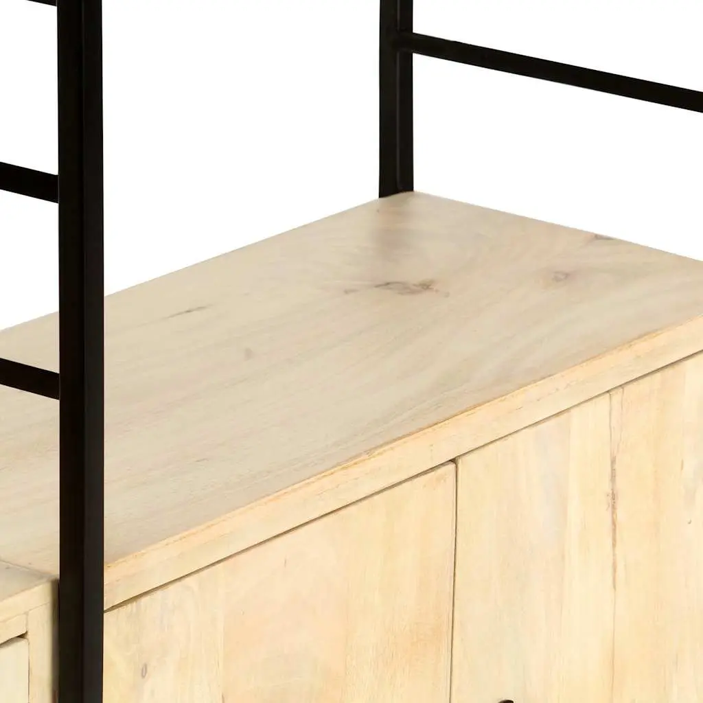 4-Tier Bookcase Industrial Style 80x30x180 cm Solid Mango Wood Brown Shelving Unit