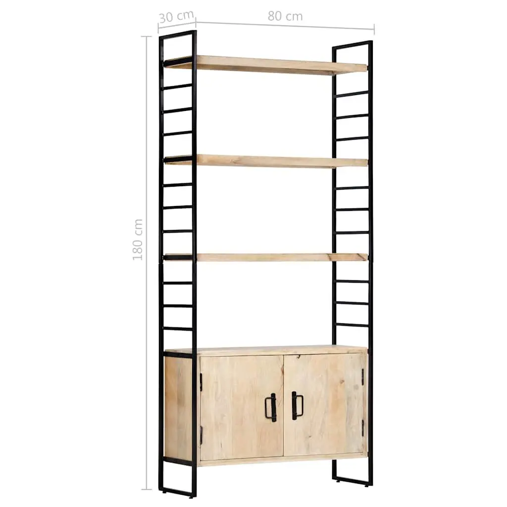 4-Tier Bookcase Industrial Style 80x30x180 cm Solid Mango Wood Brown Shelving Unit