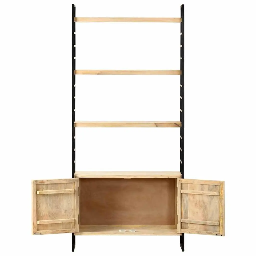 4-Tier Bookcase Industrial Style 80x30x180 cm Solid Mango Wood Brown Shelving Unit