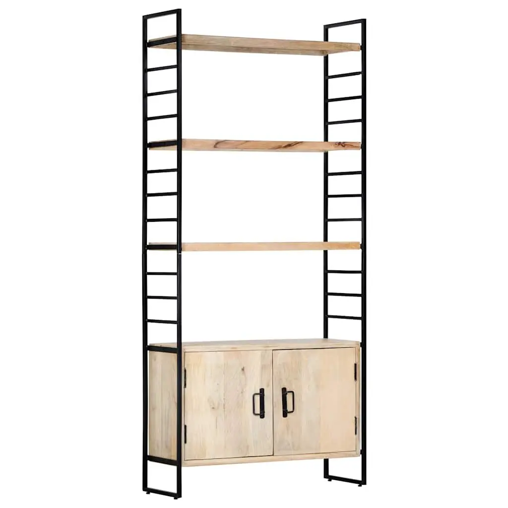 4-Tier Bookcase Industrial Style 80x30x180 cm Solid Mango Wood Brown Shelving Unit