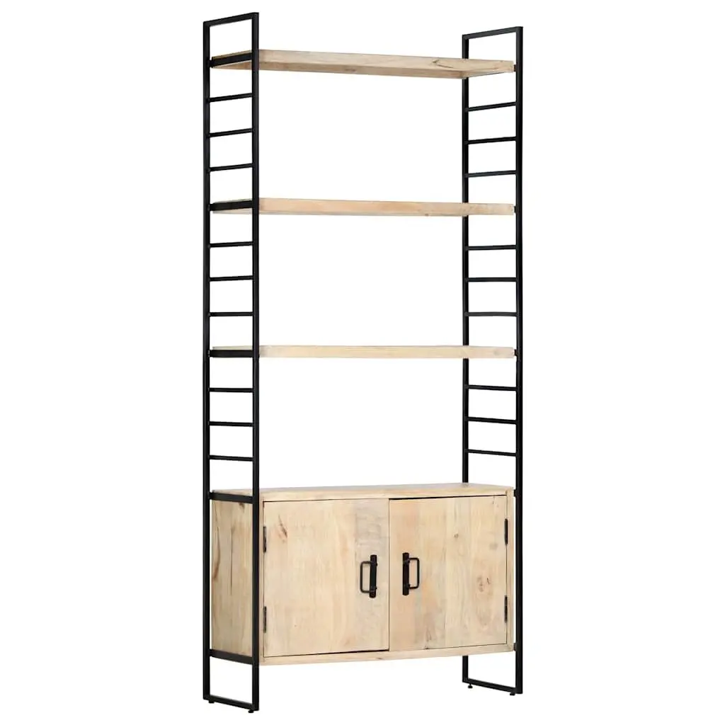 4-Tier Bookcase Industrial Style 80x30x180 cm Solid Mango Wood Brown Shelving Unit