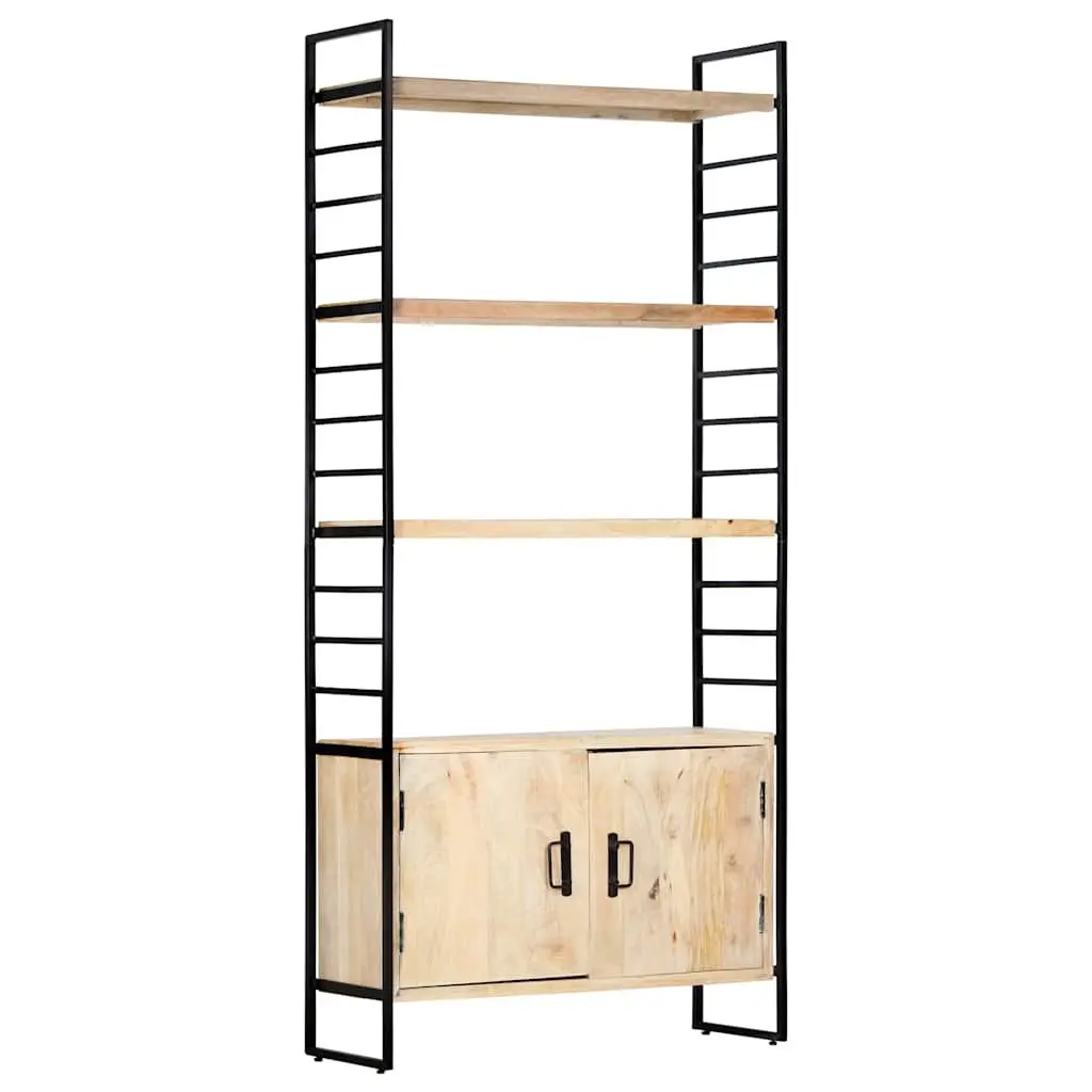 4-Tier Bookcase Industrial Style 80x30x180 cm Solid Mango Wood Brown Shelving Unit