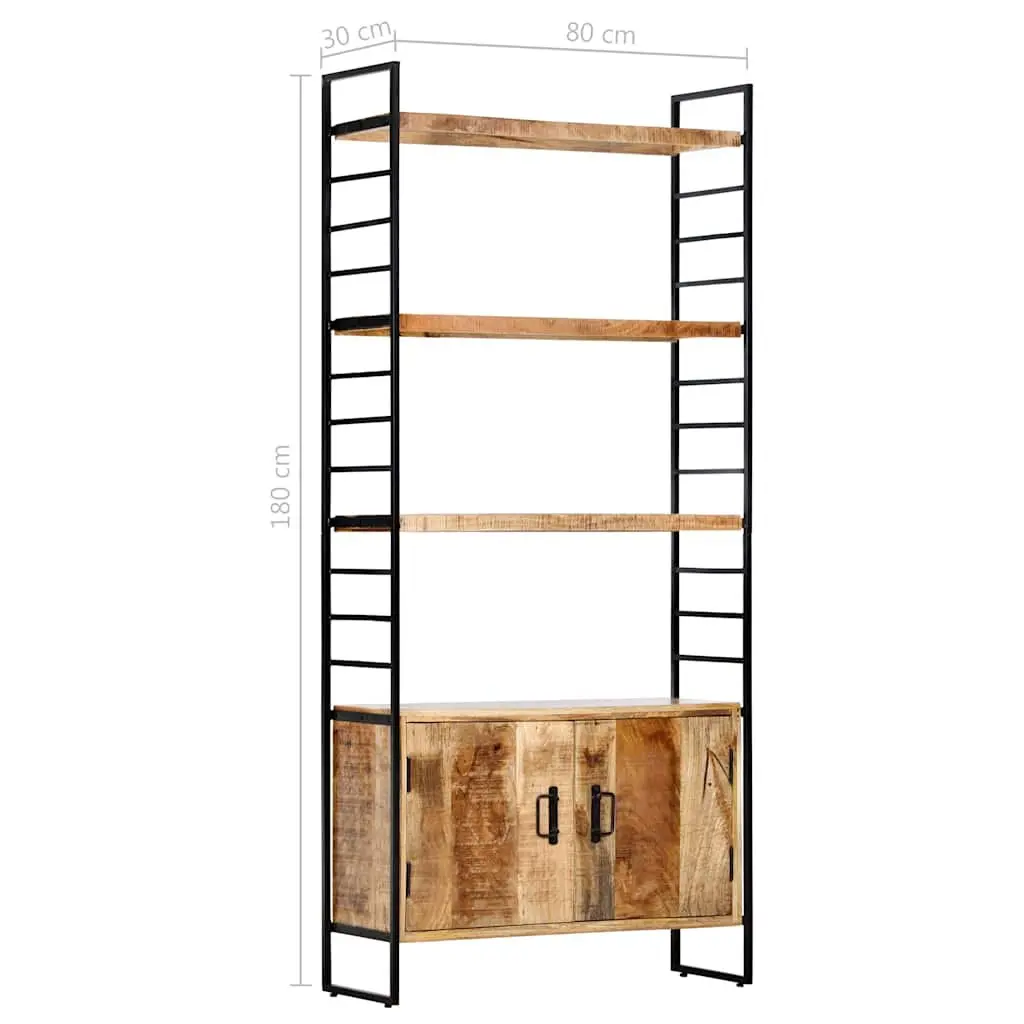 4-Tier Bookcase 80x30x180cm Rough Mango Wood Industrial Shelving Storage Display