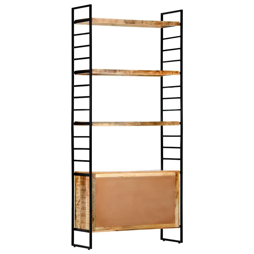 4-Tier Bookcase 80x30x180cm Rough Mango Wood Industrial Shelving Storage Display