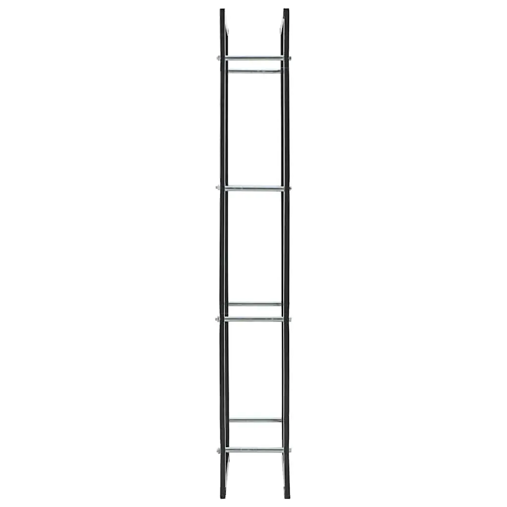 Firewood Rack Steel Log Holder Heavy Duty Rectangular Storage Black 50 x 20 x 150 cm
