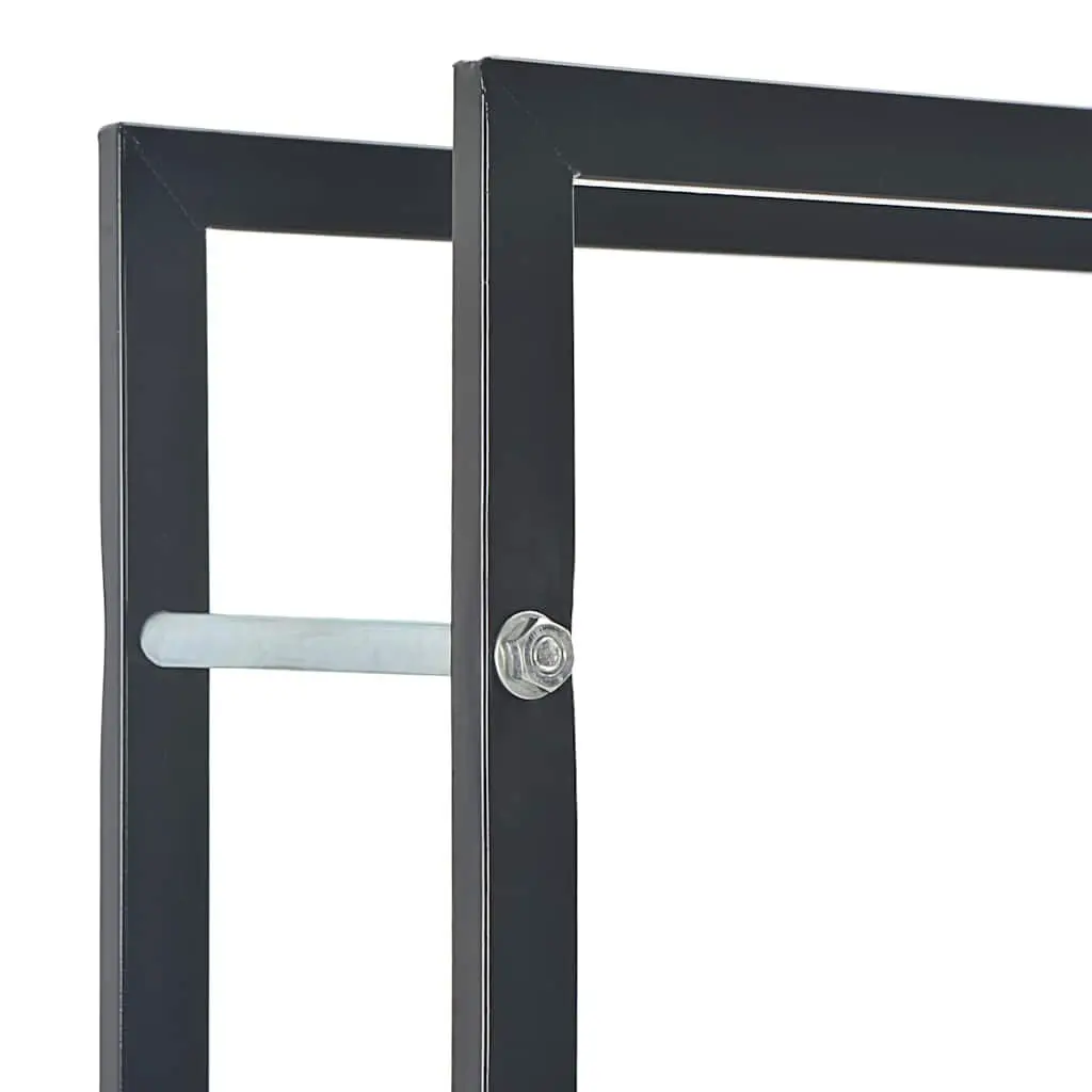Firewood Rack Steel Log Holder Heavy Duty Rectangular Storage Black 50 x 20 x 150 cm