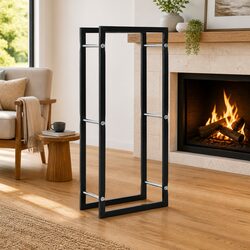 Reliable Black Steel Firewood Rack for Easy Access