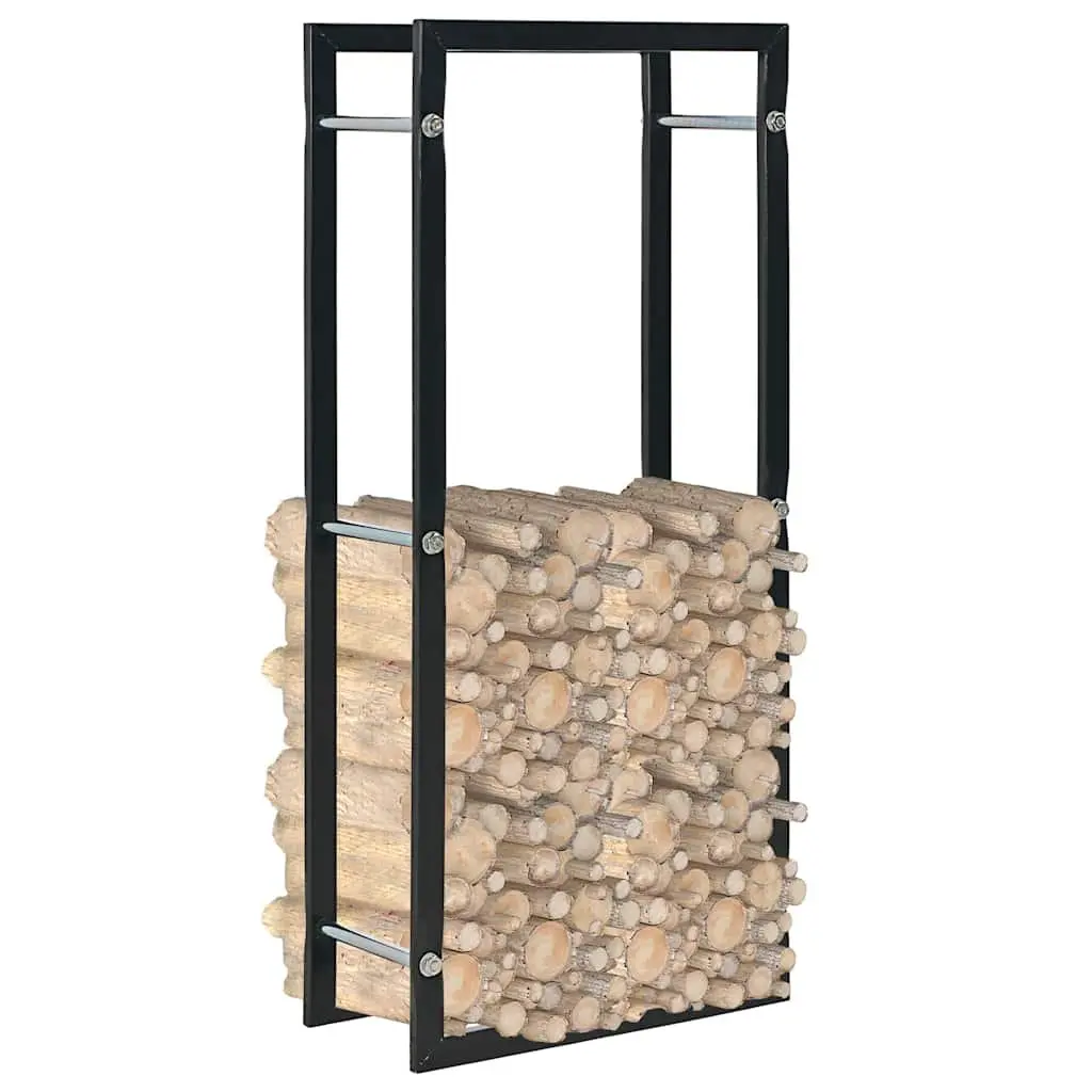 Firewood Rack Log Storage Holder 44 x 20 x 100 cm Black Steel