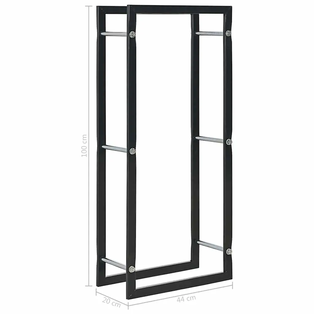 Firewood Rack Log Storage Holder 44 x 20 x 100 cm Black Steel