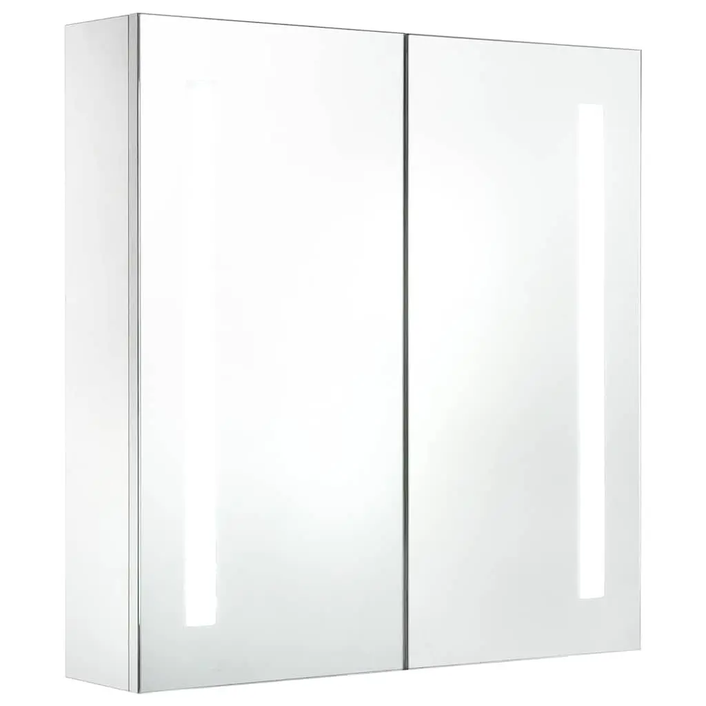 LED Bathroom Mirror Cabinet 60x14x62cm Wall Mounted Vanity Unit White Storage