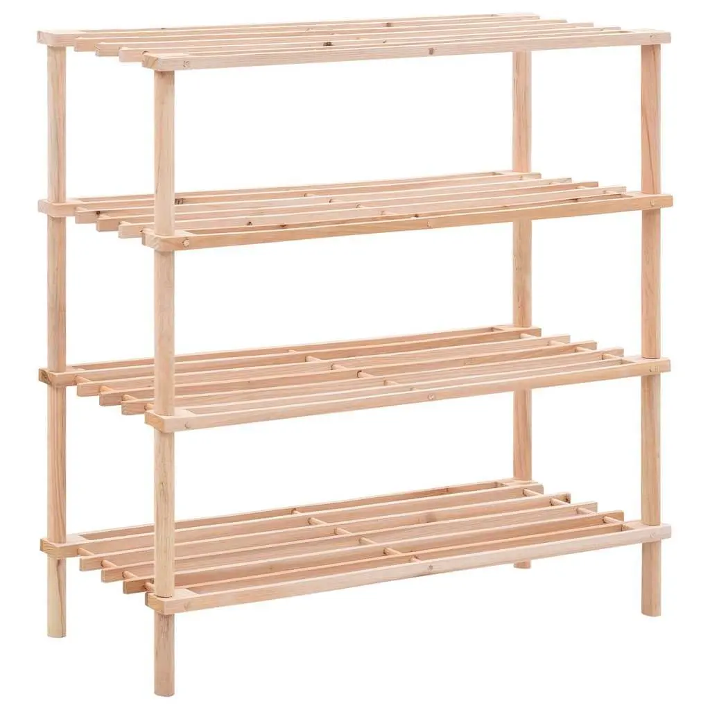 4-Tier Wooden Shoe Rack Storage Organiser Solid Fir Wood Beige