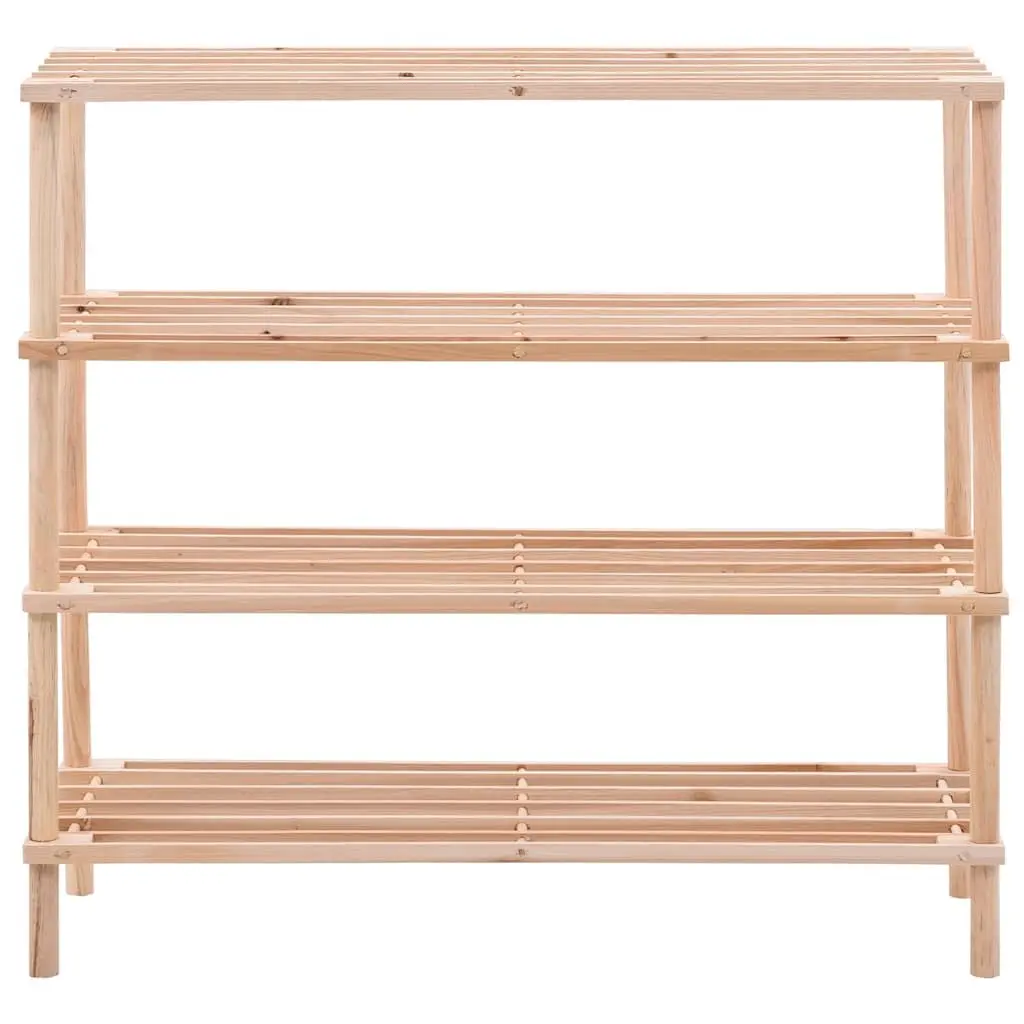 4-Tier Wooden Shoe Rack Storage Organiser Solid Fir Wood Beige