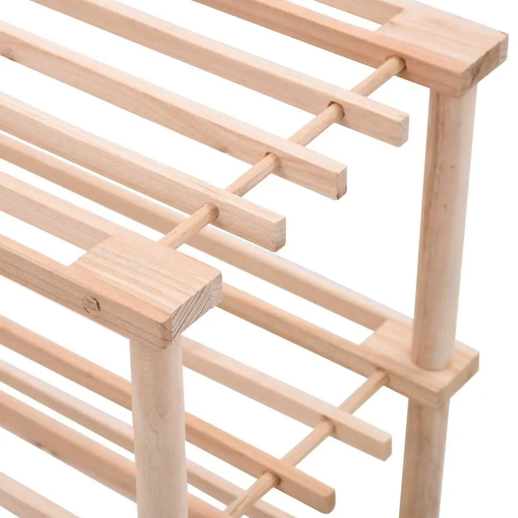 4-Tier Wooden Shoe Rack Storage Organiser Solid Fir Wood Beige