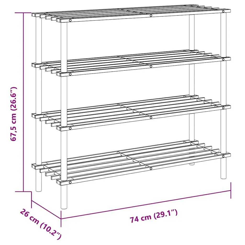 4-Tier Wooden Shoe Rack Storage Organiser Solid Fir Wood Beige