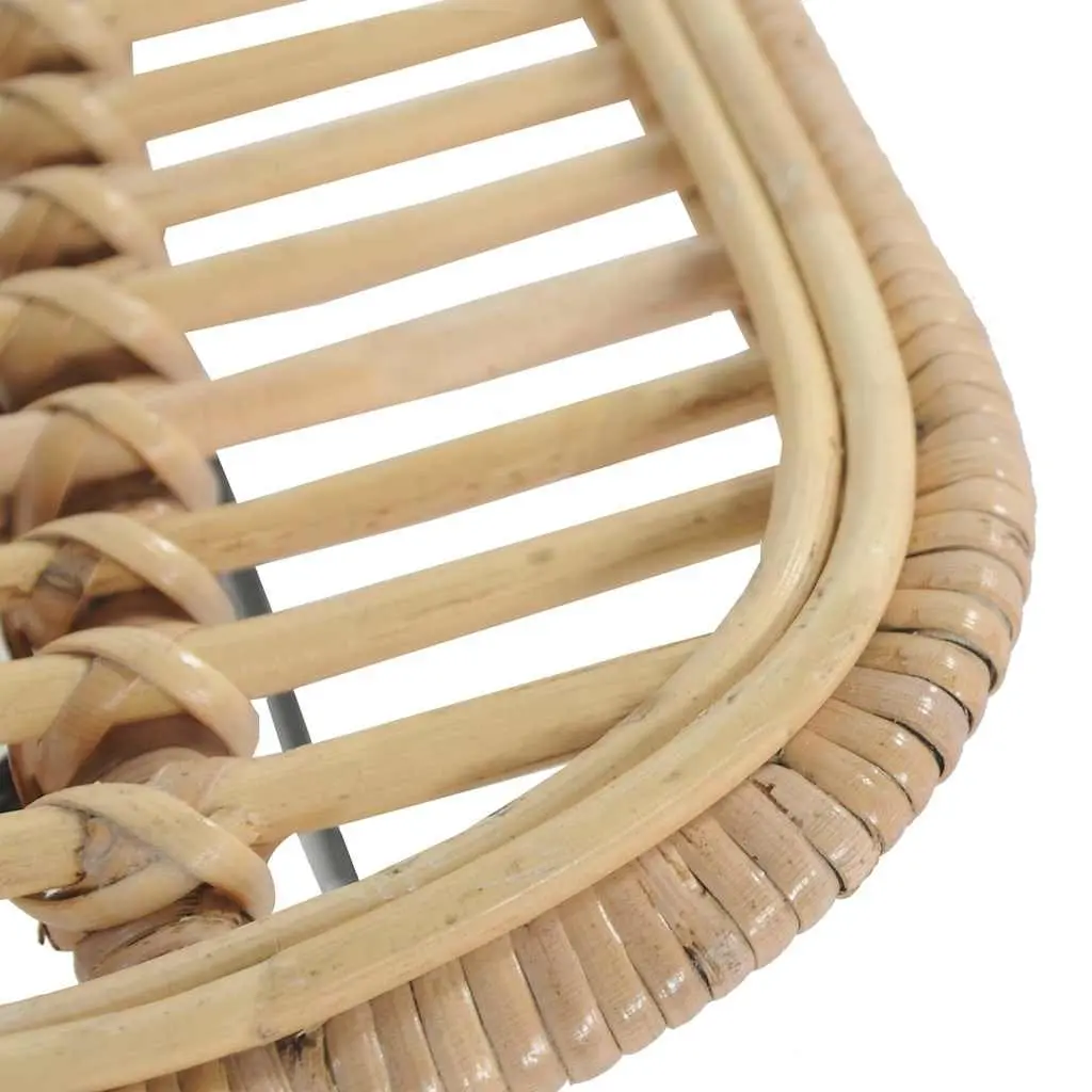 Bar Stools 2 pcs Natural Rattan Seating Backrest Brown Counter Chairs Rustic