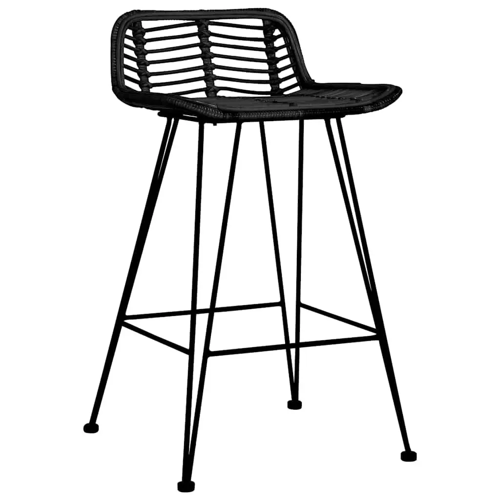 Bar Stools Rattan Seating Kitchen Counter Chairs 2 Piece Black