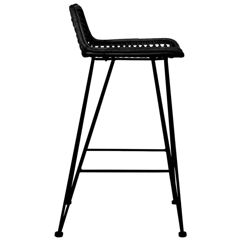 Bar Stools Rattan Seating Kitchen Counter Chairs 2 Piece Black