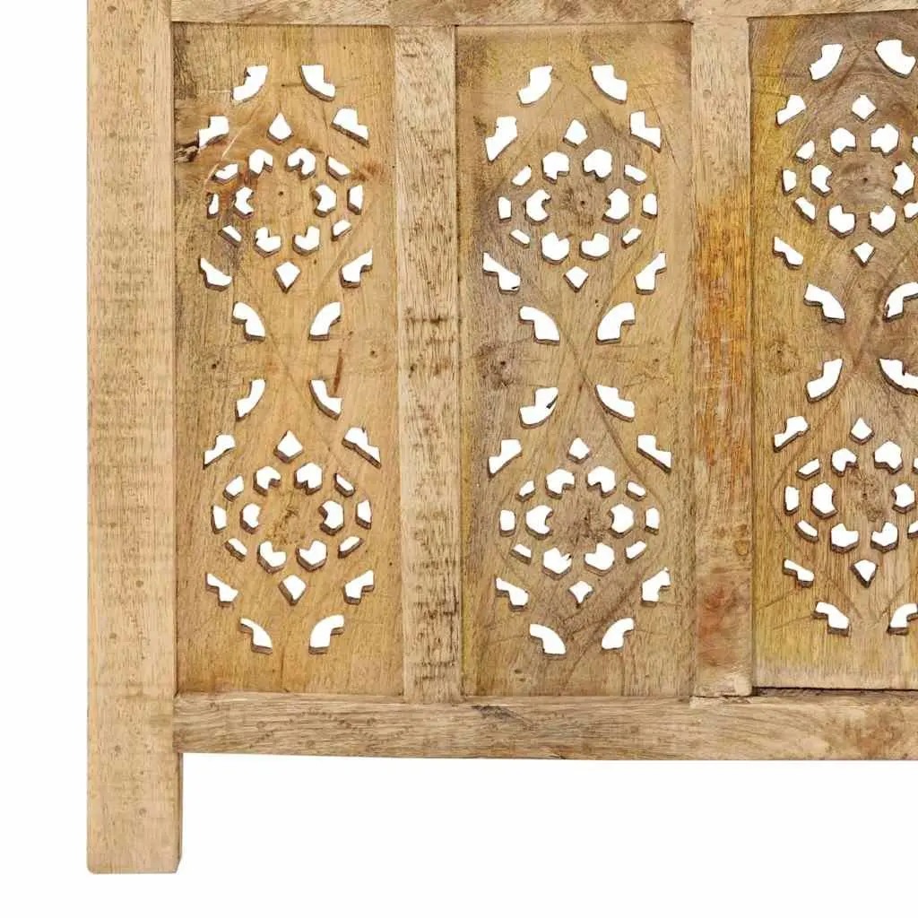 Room Divider 4-Panel Hand Carved Wooden Folding Screen Privacy Partition