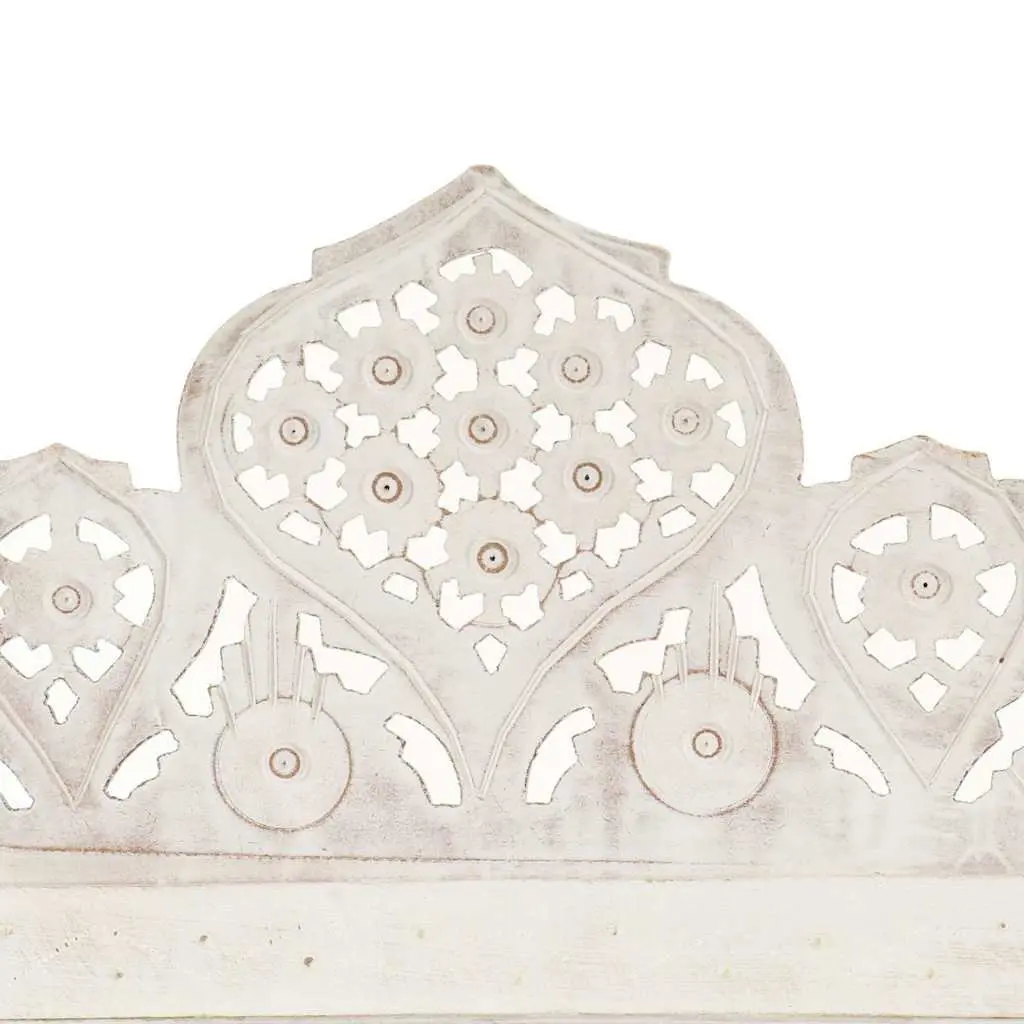 4-Panel Room Divider Hand Carved Wooden Privacy Screen Folding White 160 x 165 cm