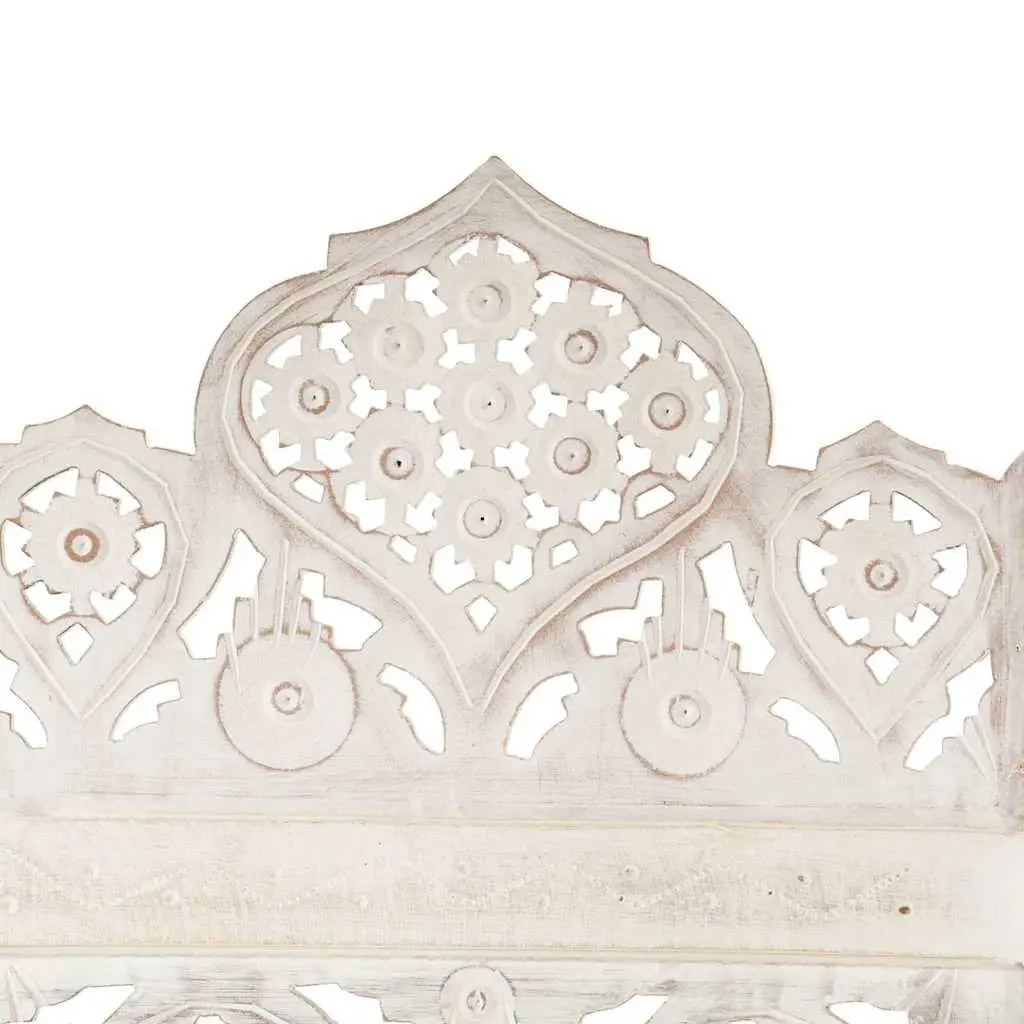 Hand Carved Room Divider Privacy Partition 5 Panel Folding Screen White