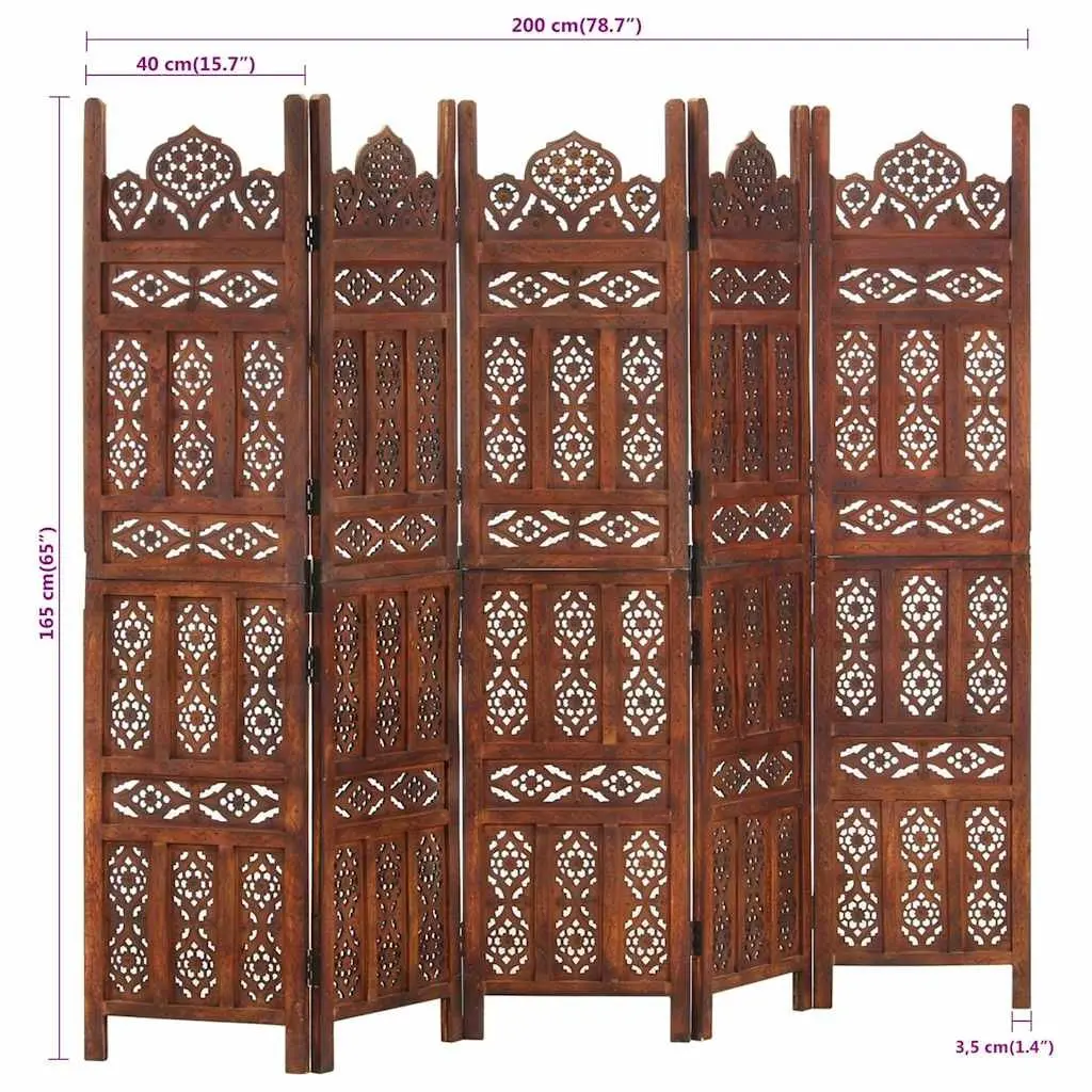 5-Panel Brown Room Divider