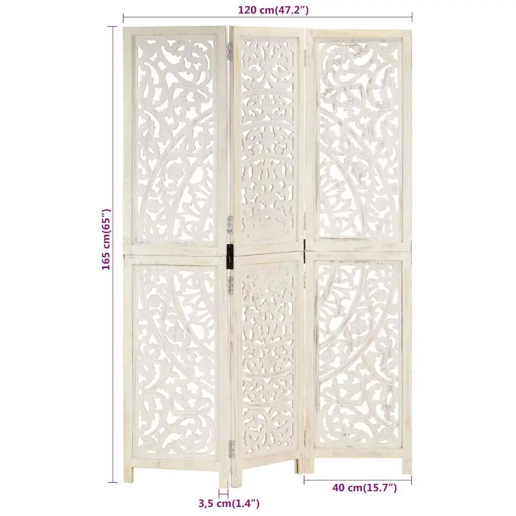 3-Panel Room Divider Folding Privacy Partition 120x165cm White