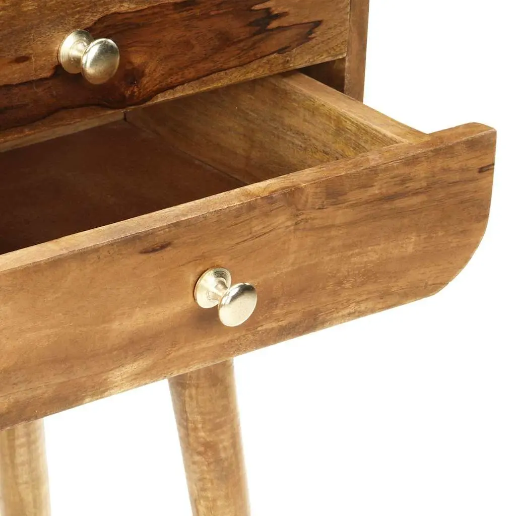 Bedside Cabinet 43x30x58cm Solid Wood Storage Table 2 Drawer Nightstand Brown