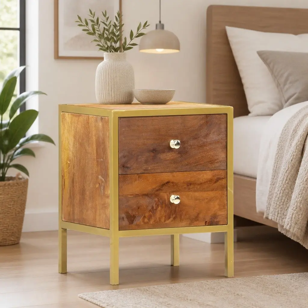 Wooden Bedside Cabinet with 2 Drawers 40x35x50 cm