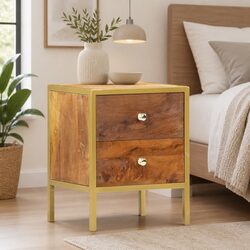 Reliable Wooden Bedside Cabinet with 2 Drawers