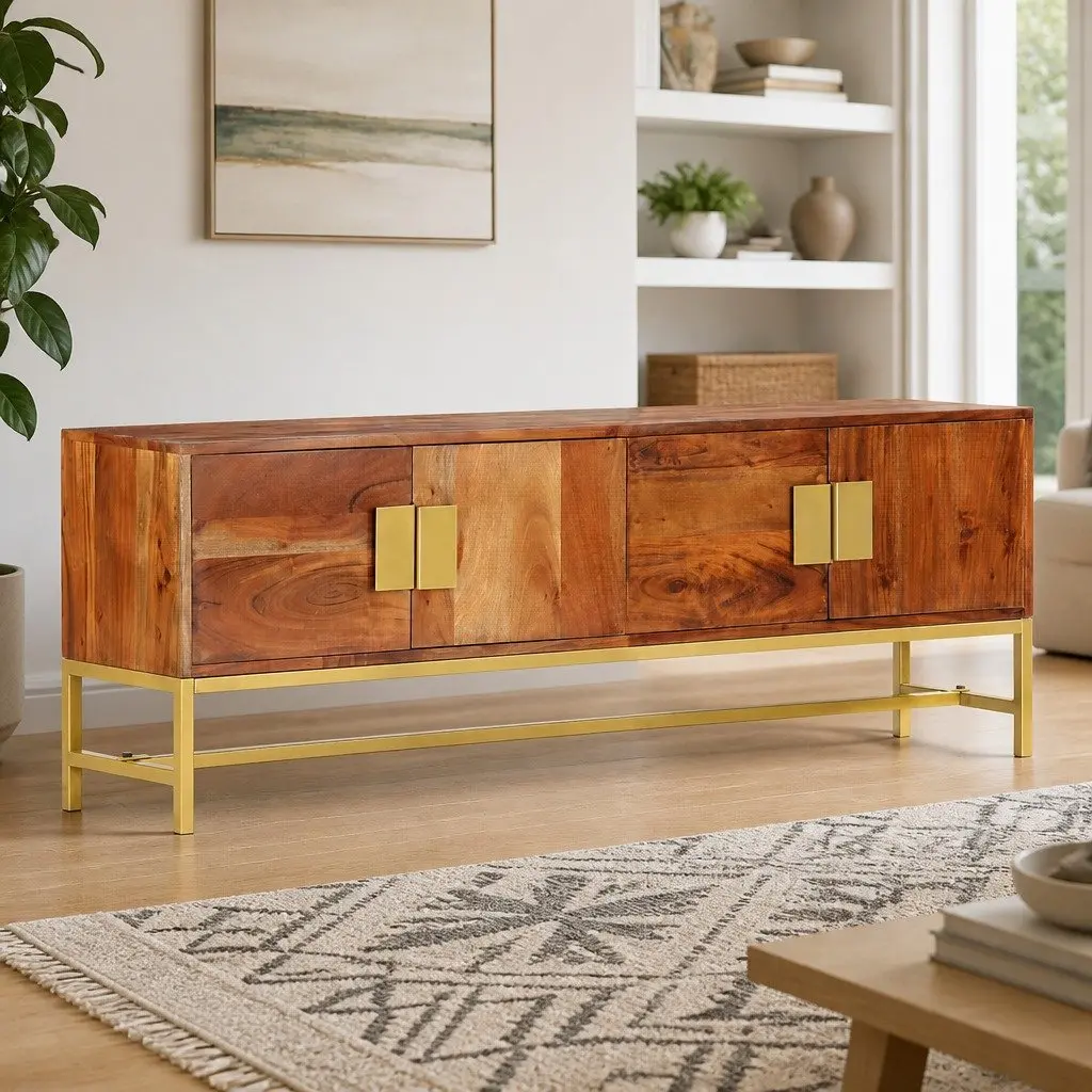 TV Cabinet Storage Unit 140x30x50 cm Brown Solid Acacia Wood