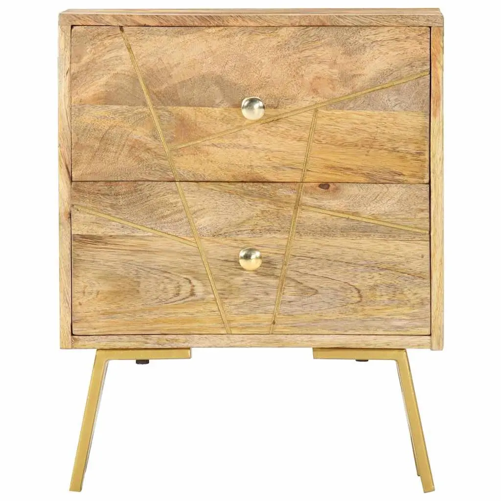 Bedside Cabinet 40x30x50 cm Solid Mango Wood Nightstand with 2 Drawers Storage