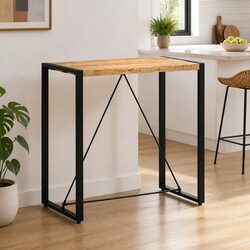Reliable Solid Mango Wood Bar Table with Steel Support
