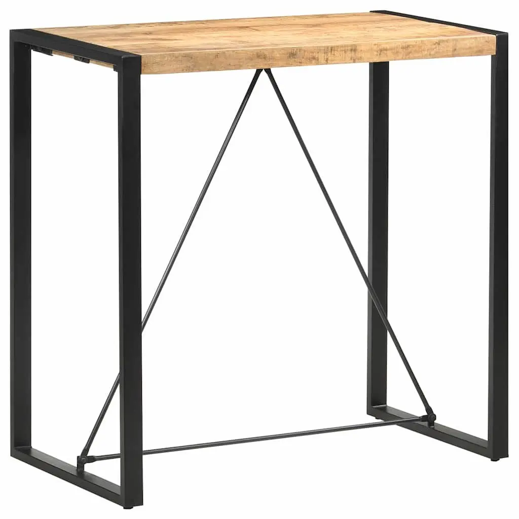 Solid Mango Wood Bar Table with Steel Support