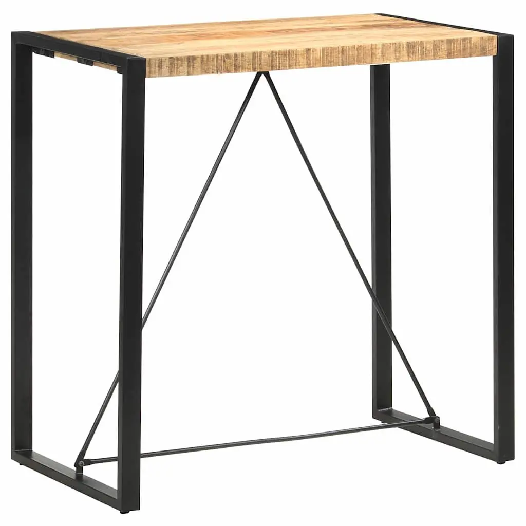 Solid Mango Wood Bar Table with Steel Support