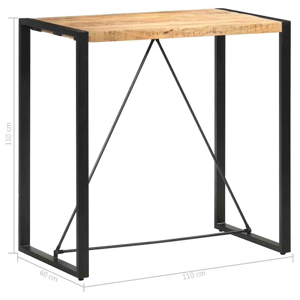 Solid Mango Wood Bar Table with Steel Support