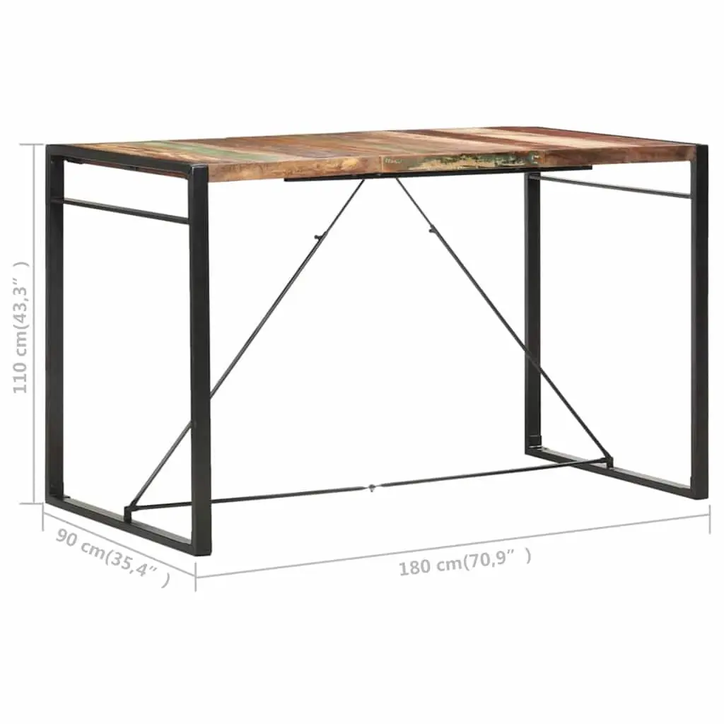 Bar Table Kitchen Dining Room 180x90x110 cm Solid Reclaimed Wood Brown