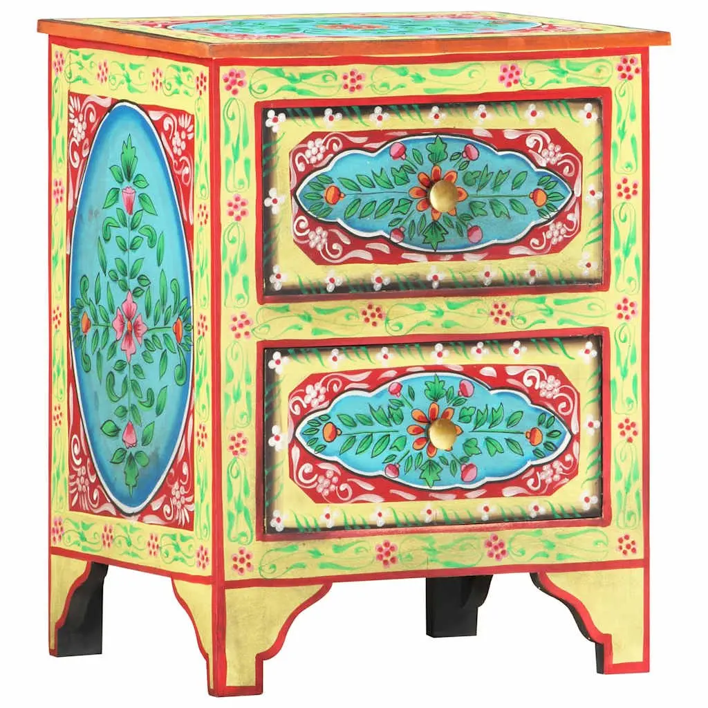 Hand-Painted Bedside Cabinet in Multicolour