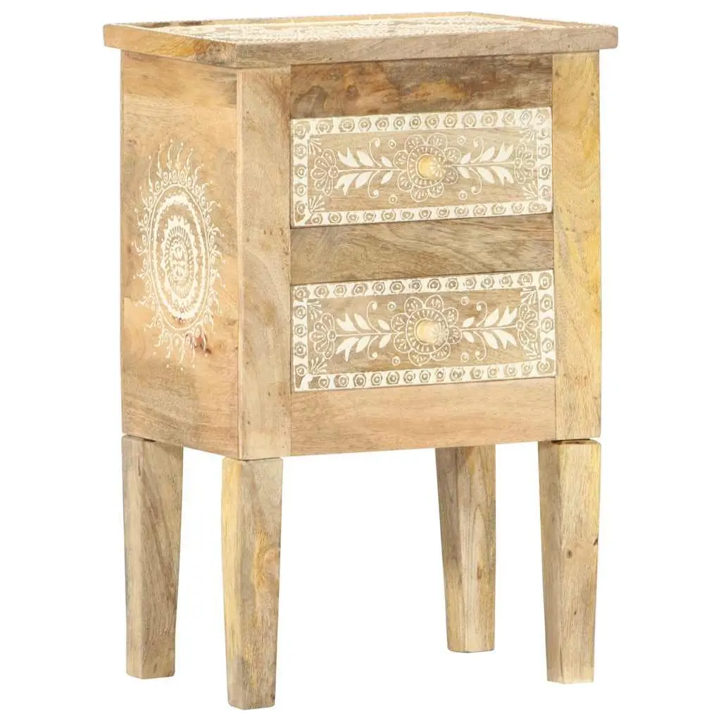 Bedside Cabinet Vintage Style Hand Painted Solid Mango Wood 40x30x60cm Brown