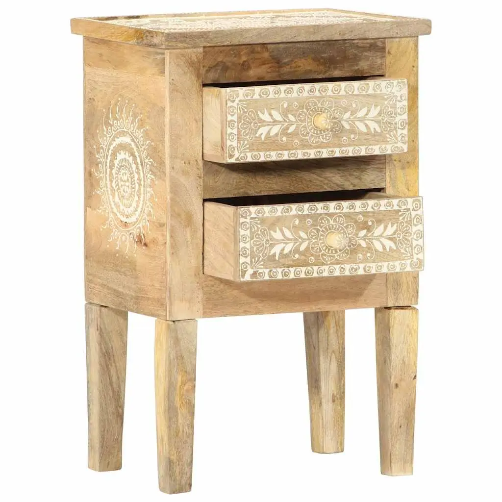 Bedside Cabinet Vintage Style Hand Painted Solid Mango Wood 40x30x60cm Brown