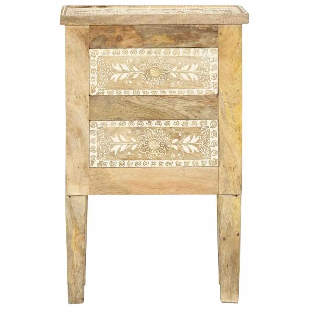 Bedside Cabinet Vintage Style Hand Painted Solid Mango Wood 40x30x60cm Brown