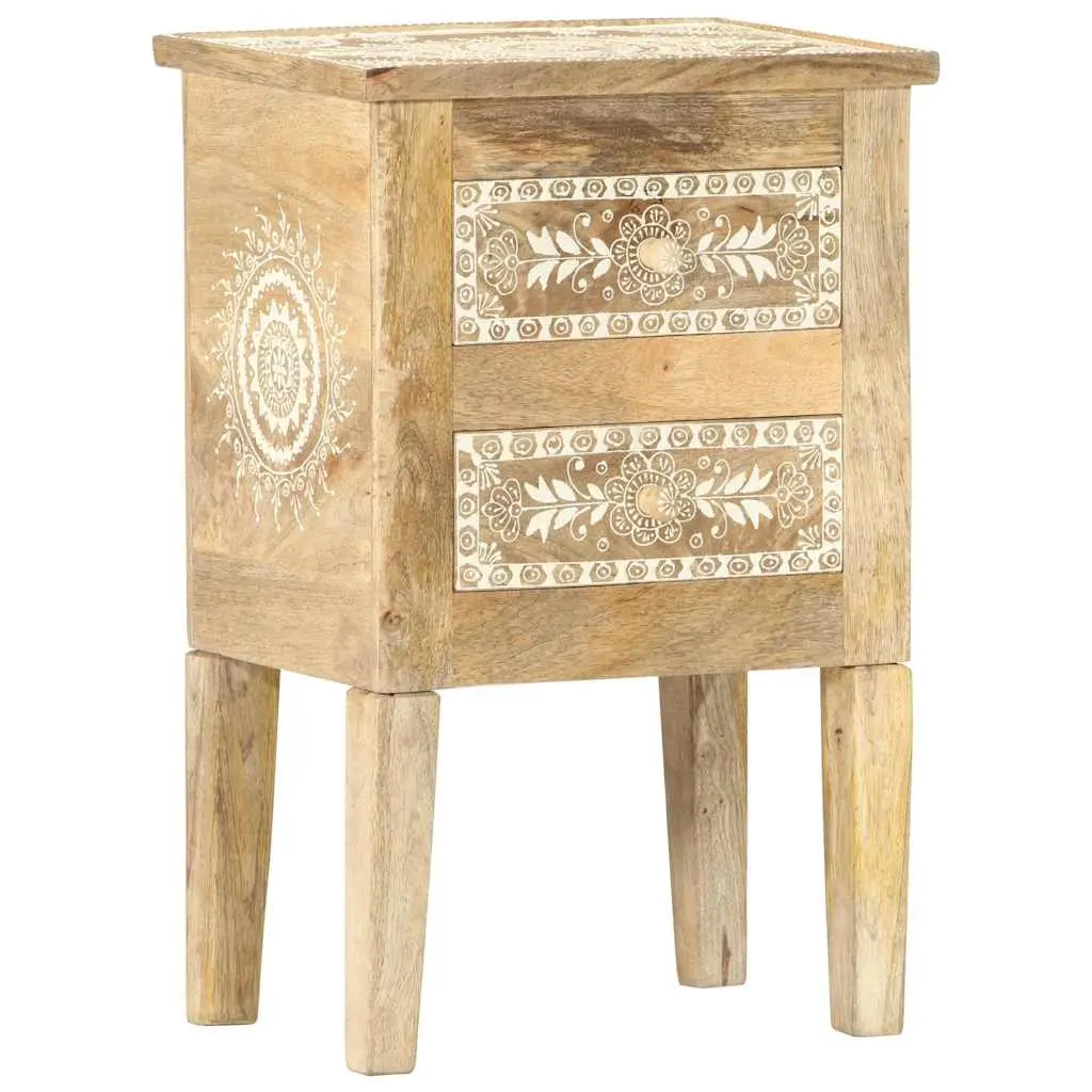 Bedside Cabinet Vintage Style Hand Painted Solid Mango Wood 40x30x60cm Brown