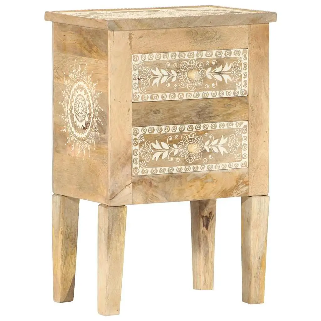Bedside Cabinet Vintage Style Hand Painted Solid Mango Wood 40x30x60cm Brown