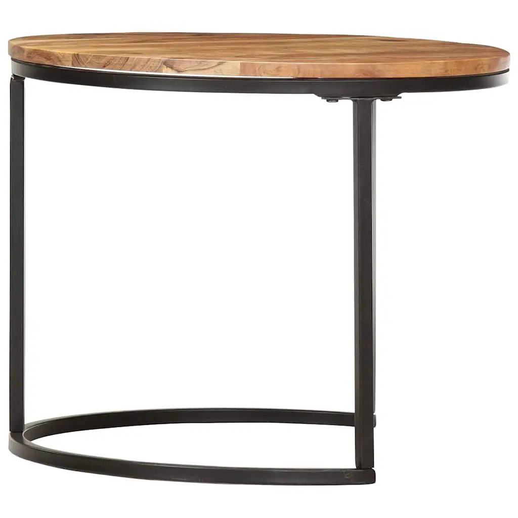 Nesting Tables Solid Wood Acacia Brown Side Coffee Table Set 3 Piece