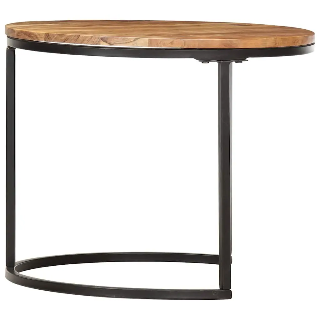 Nesting Tables 2 pcs Solid Wood Acacia Brown Coffee Side Tables Living Room