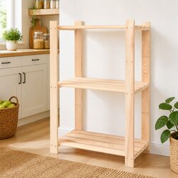 3-Tier Storage Rack 60x38x90 cm Solid Wood Shelving Unit Home Organization