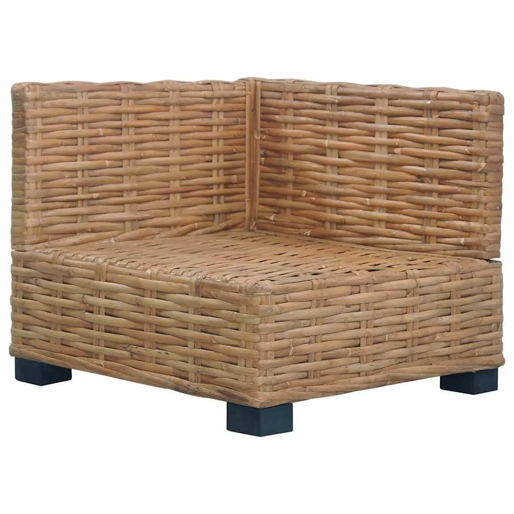 Corner Sofa Outdoor Sectional with Cushions Natural Rattan Brown Garden Seating