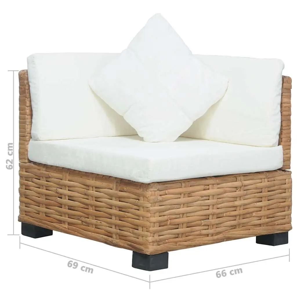 Corner Sofa Outdoor Sectional with Cushions Natural Rattan Brown Garden Seating